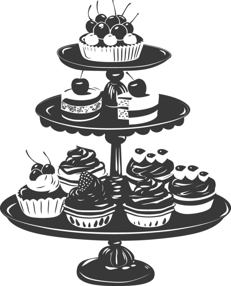 Silhouette cake platter black color only full vector