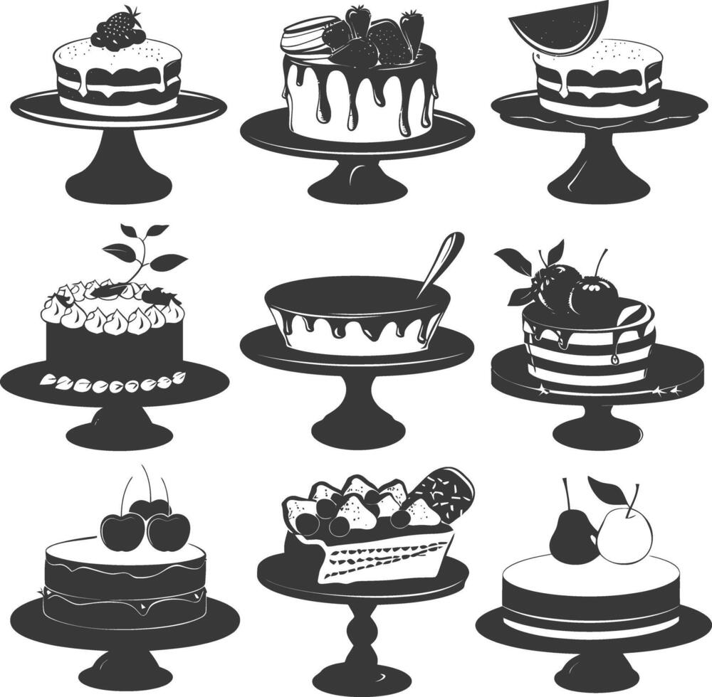 Silhouette cake platter black color only full vector