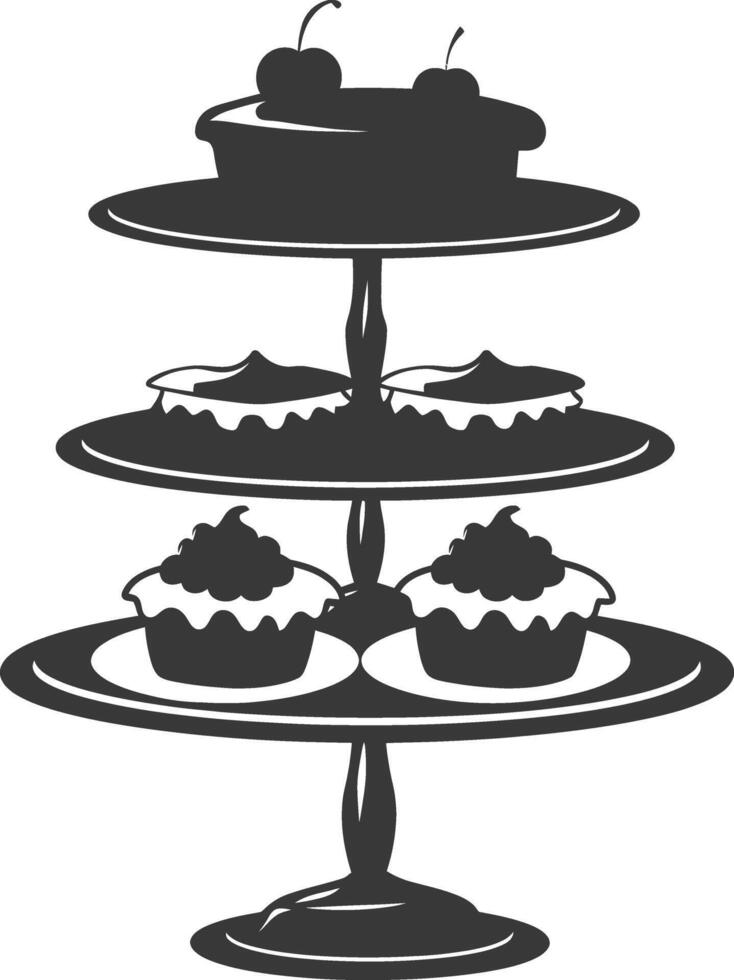 Silhouette cake platter black color only full vector