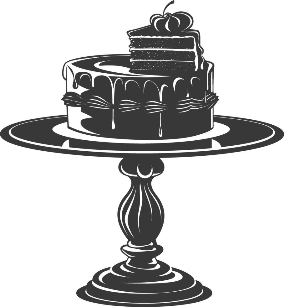 Silhouette cake platter black color only full vector