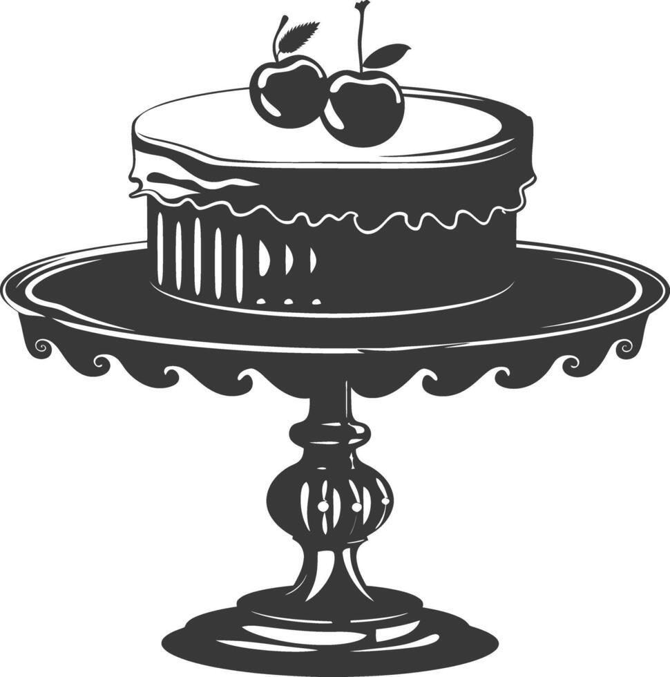 Silhouette cake platter black color only full vector