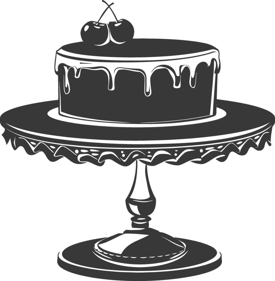 Silhouette cake platter black color only full vector