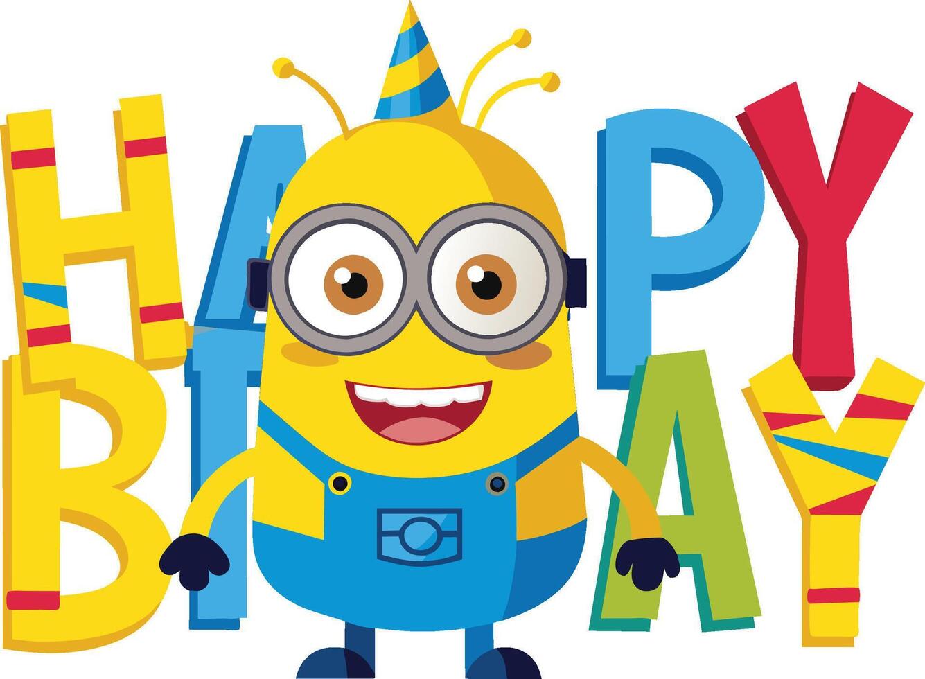 Happy Birthday Minions Style Illustration Template vector