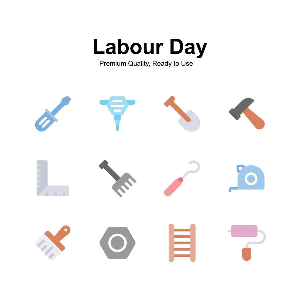 Pack of labor day icons in trendy design isolated on white background vector