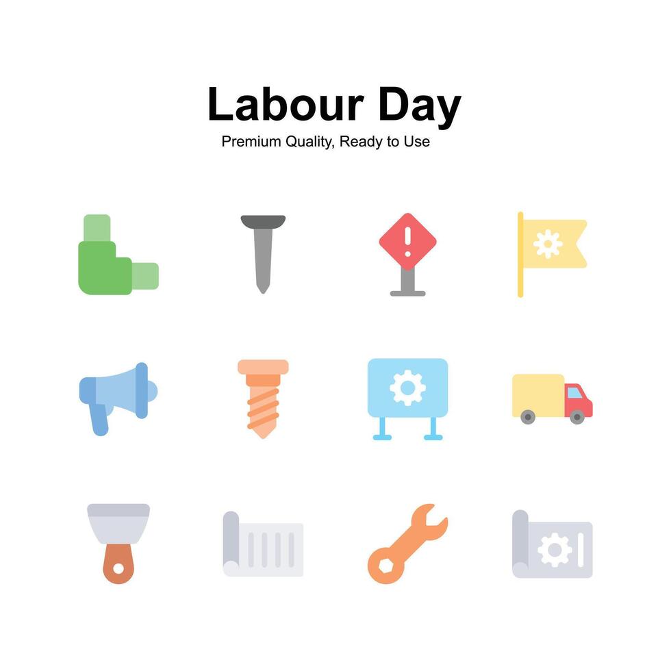 Grab this carefully crafted icons set of labor day vector