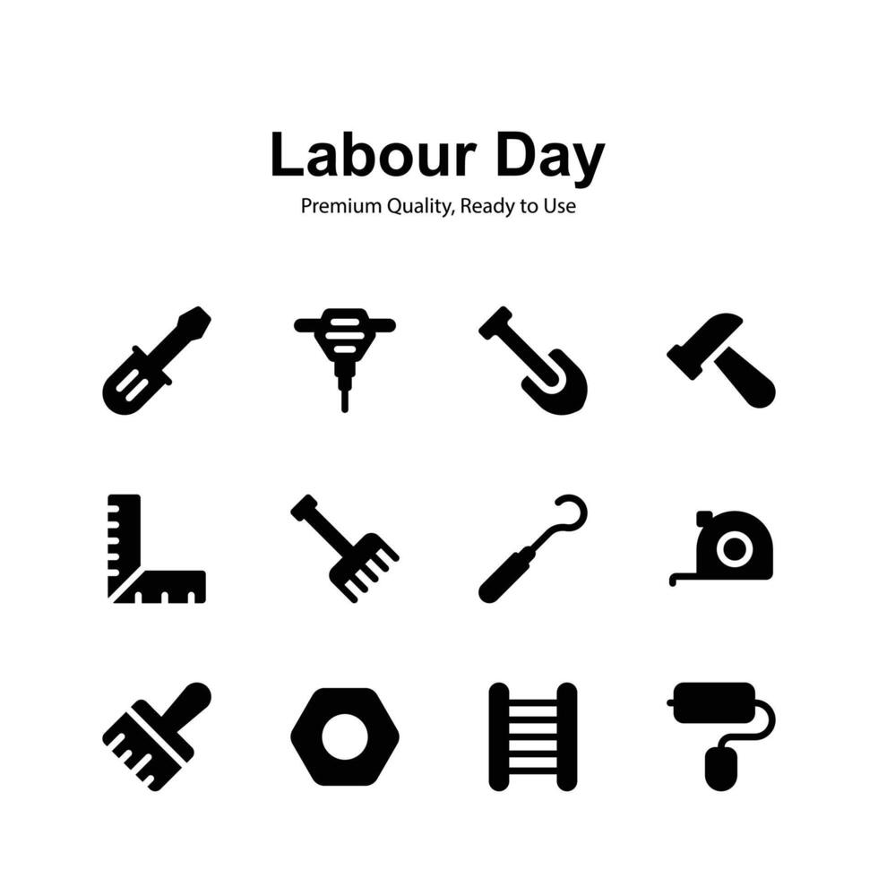 Pack of labor day icons in trendy design isolated on white background vector