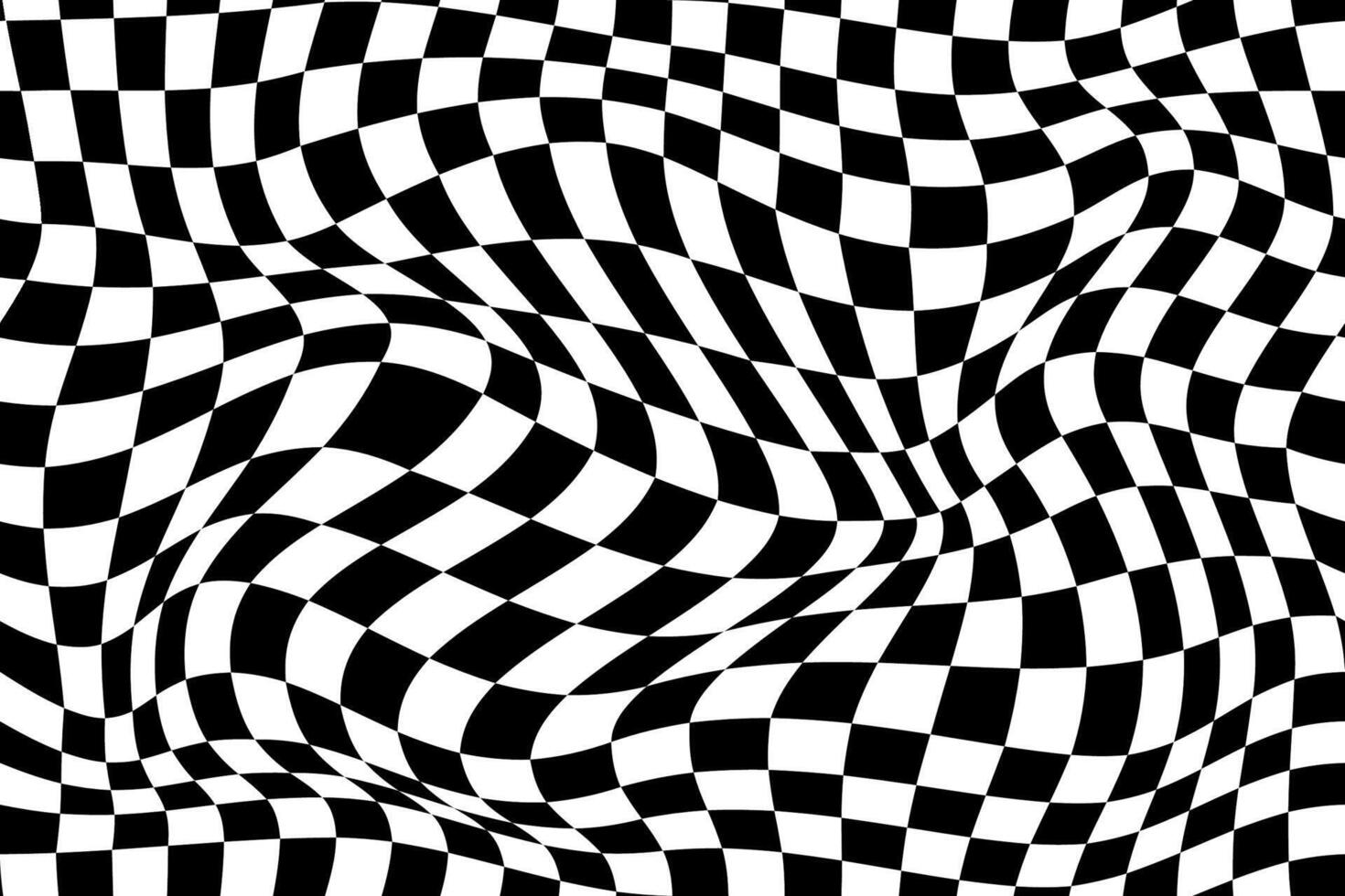 Wavy optical illusion checker pattern background vector