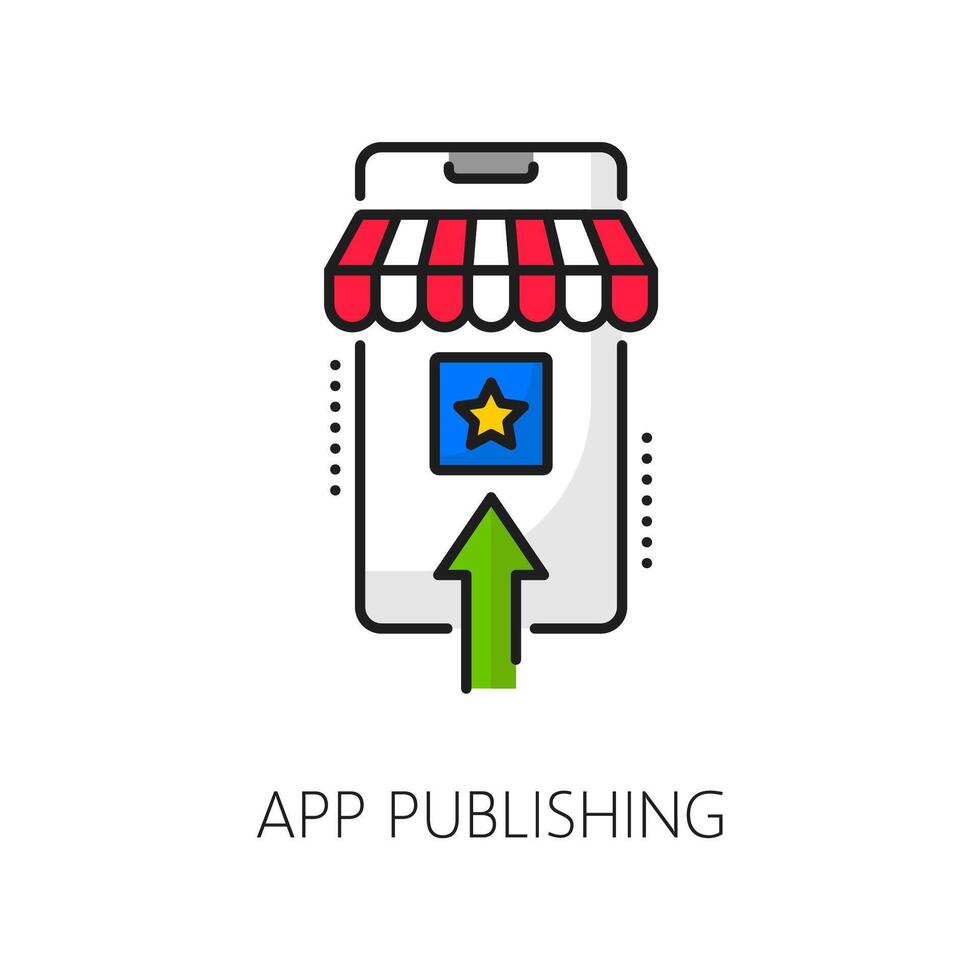 Cellphone application develop and publishing icon vector