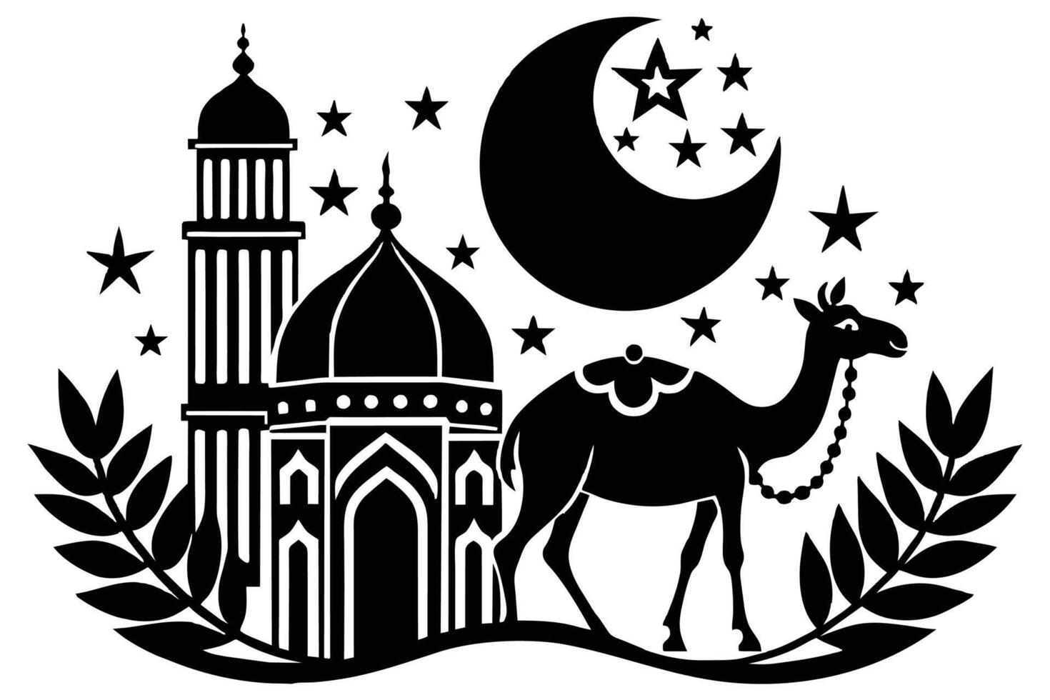 Eid Al Adha creative design' Minimalist Illustration Silhouetted vector