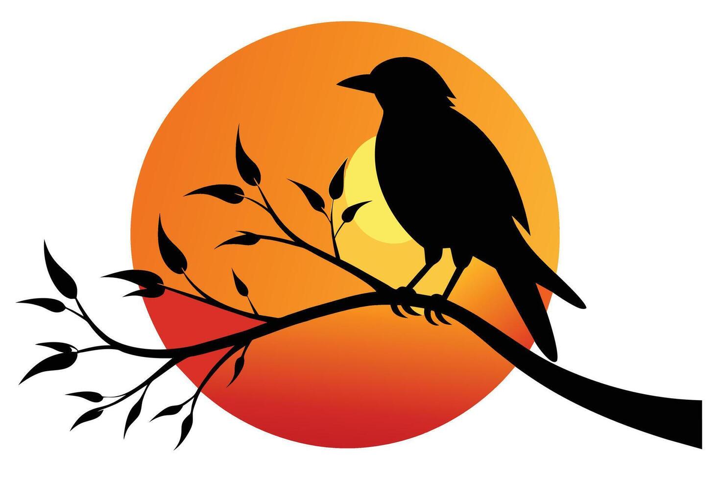 Bird Silhouette on Sunset Branch Illustration vector