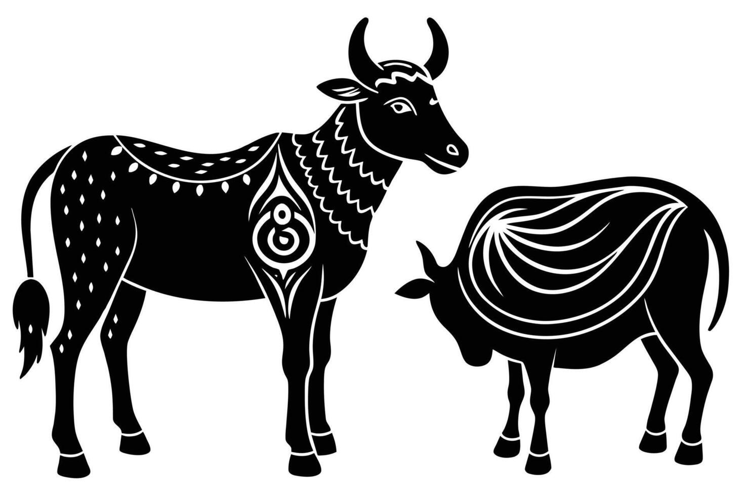 Sacrificial animals for Eid-ul-Azha Illustration Silhouetted on white background vector