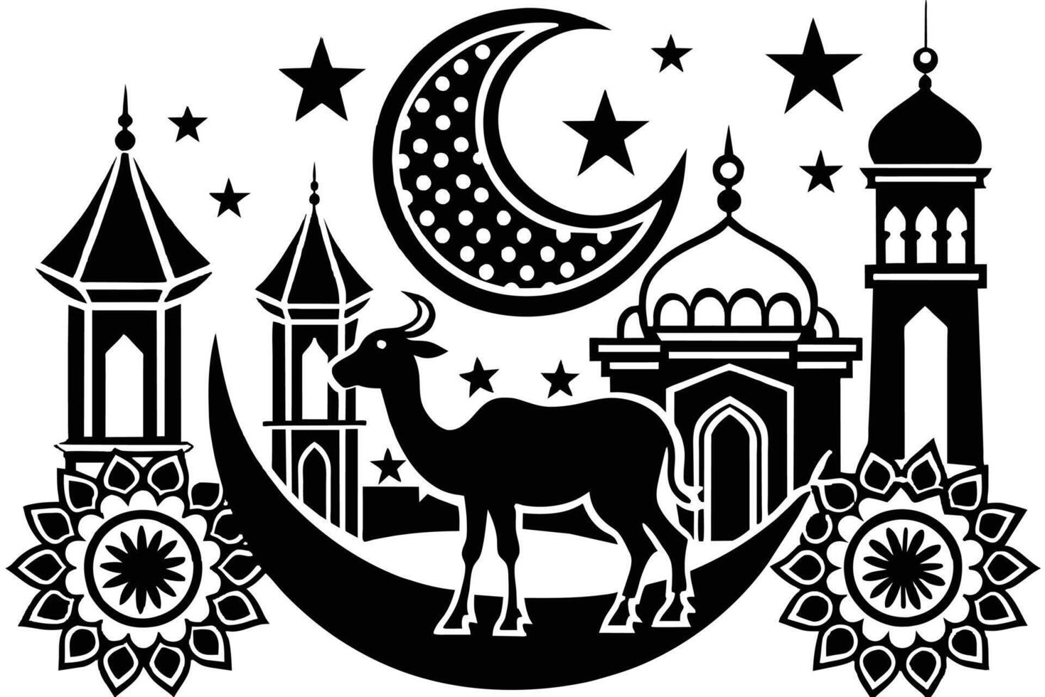 Eid Al Adha creative design' Minimalist Illustration Silhouetted vector