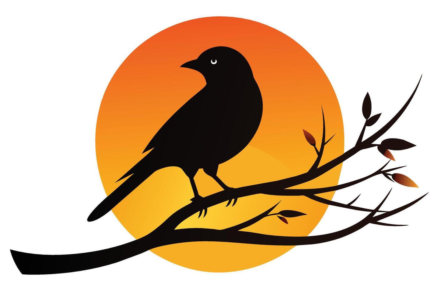 Bird Silhouette on Sunset Branch Illustration vector