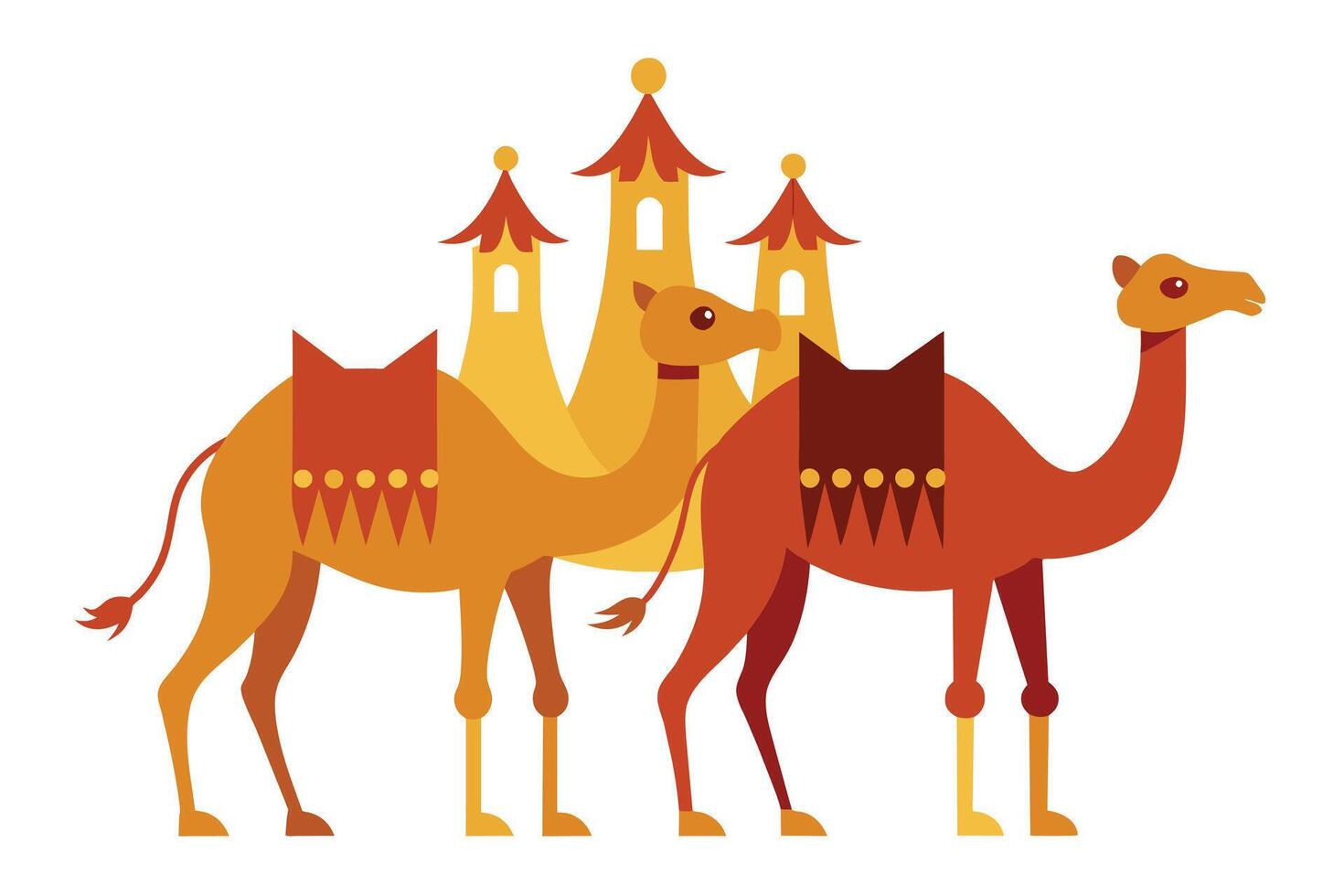 Sacrificial Camel animals for Eid-ul-Azha illustration on white background vector