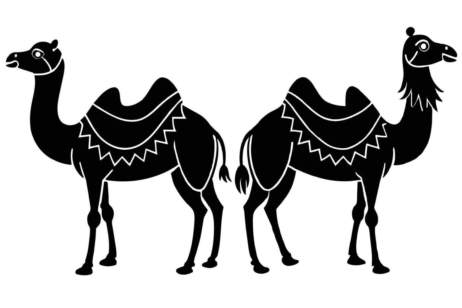 Sacrificial Camel animals for Eid-ul-Azha Illustration Silhouetted vector