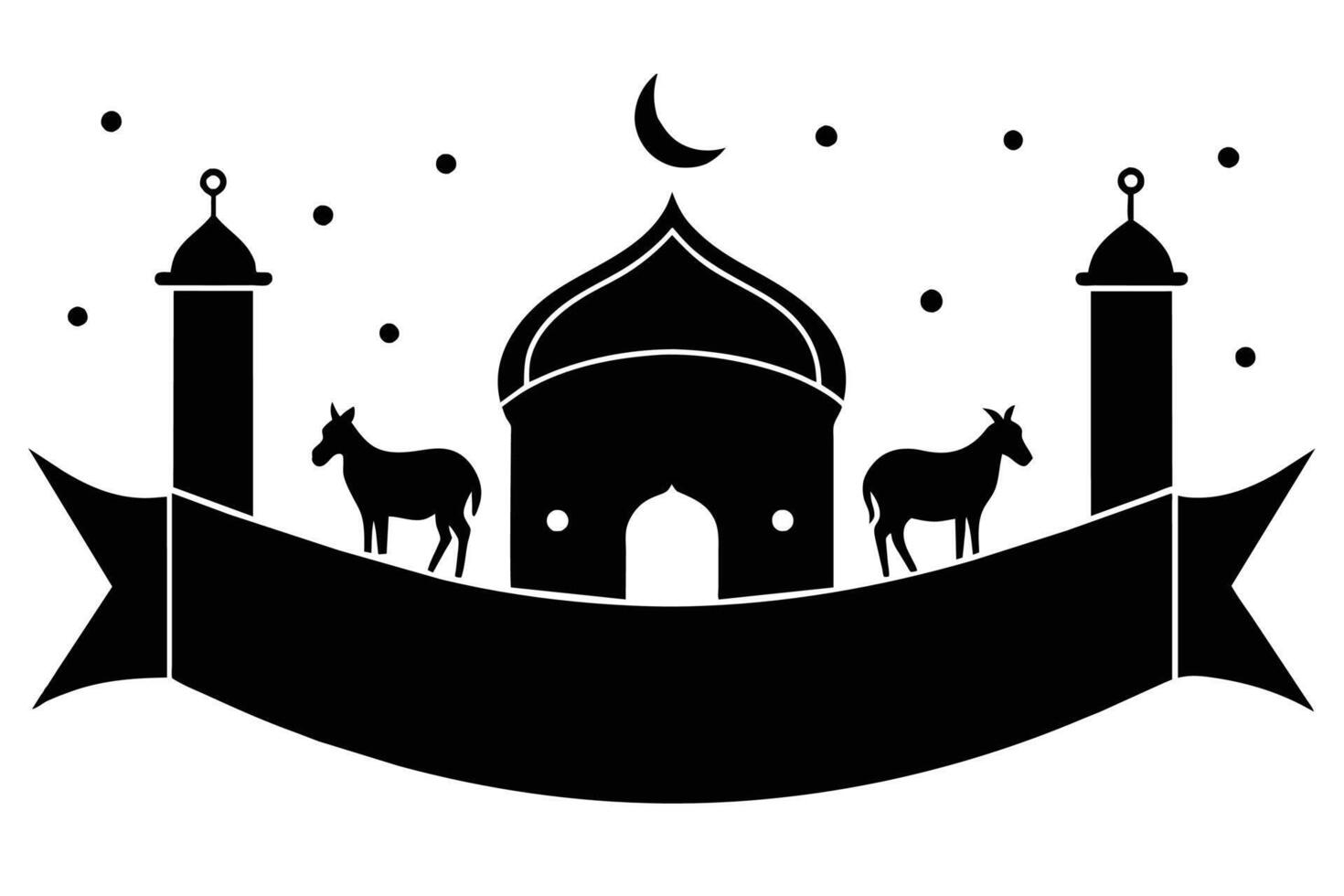 Islamic Celebration Eid Al Adha Illustration Silhouetted vector