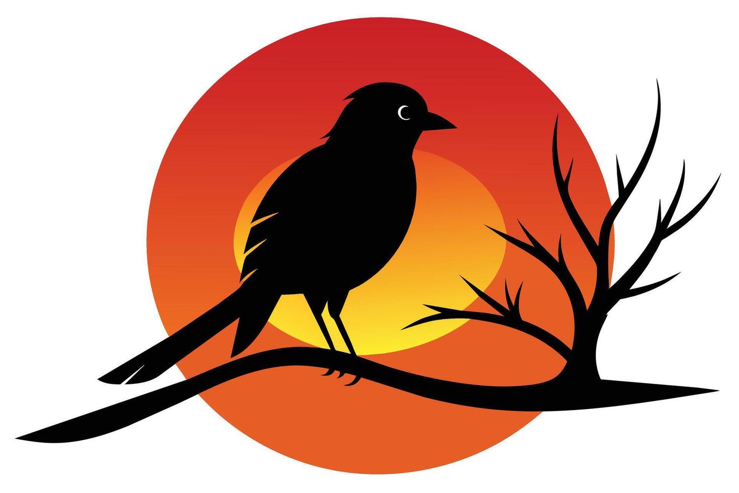 pájaro silueta en puesta de sol rama ilustración vector