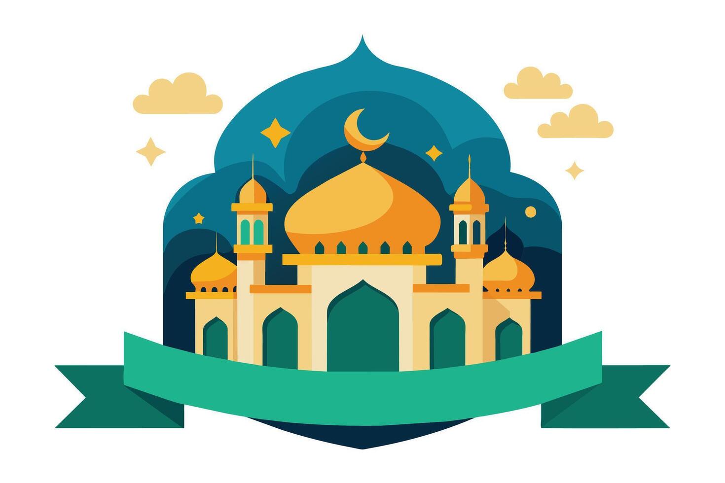 Islamic Celebration Eid Al Adha Banner Concept on white background vector