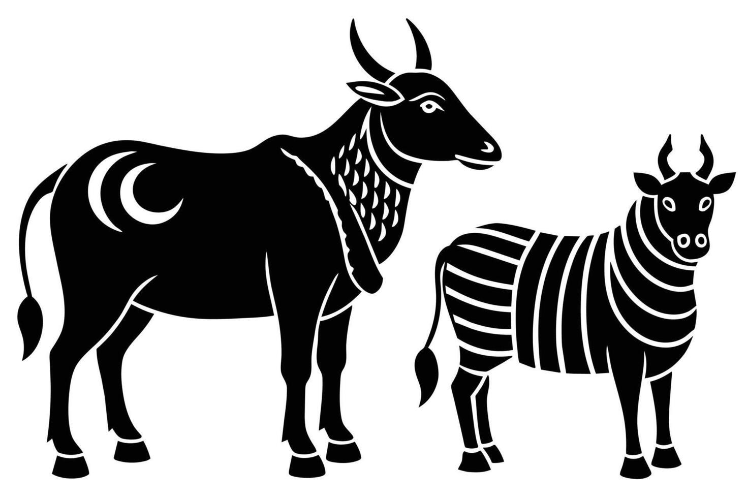 Sacrificial animals for Eid-ul-Azha Illustration Silhouetted on white background vector