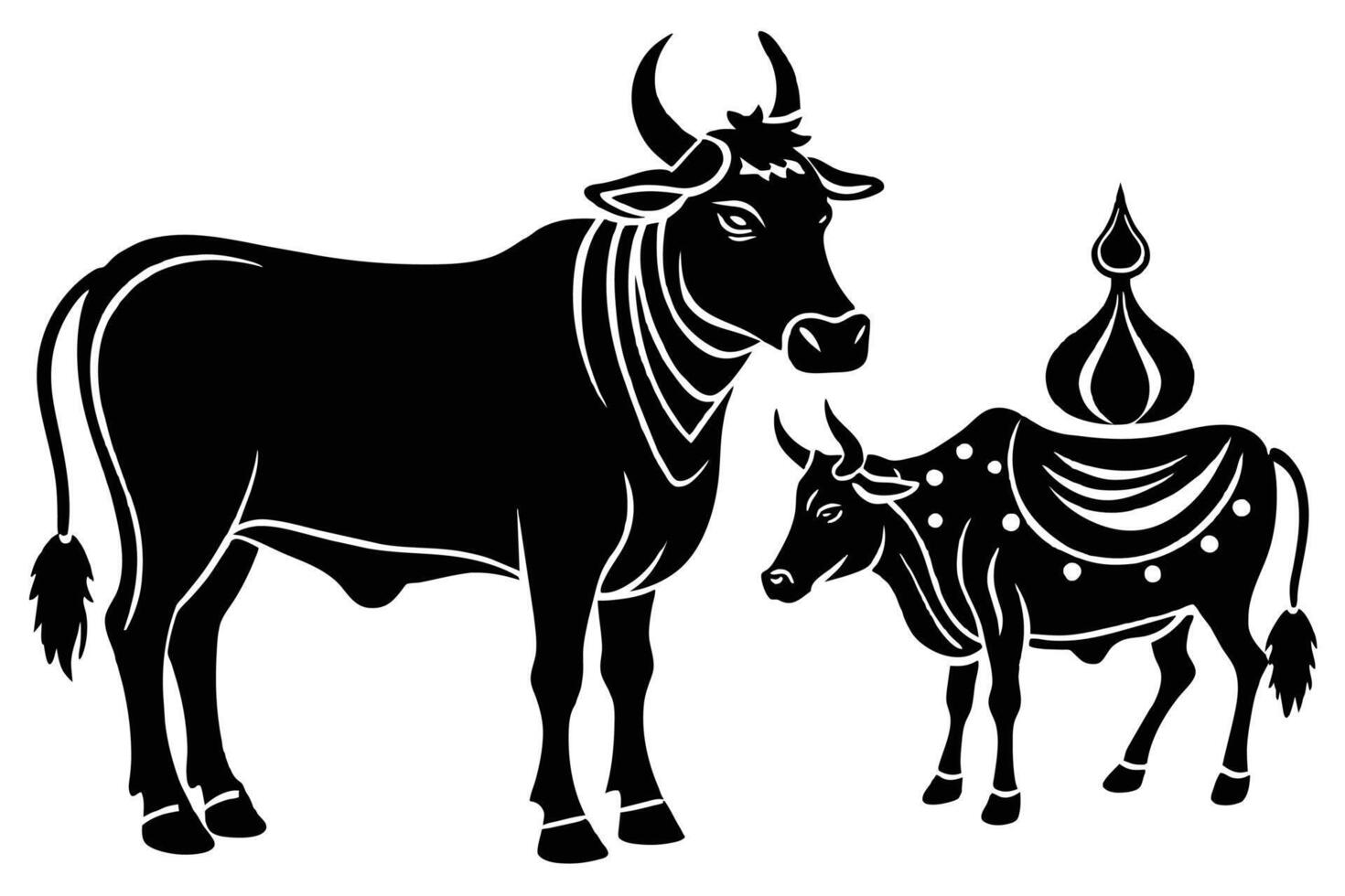 Sacrificial animals for Eid-ul-Azha Illustration Silhouetted on white background vector