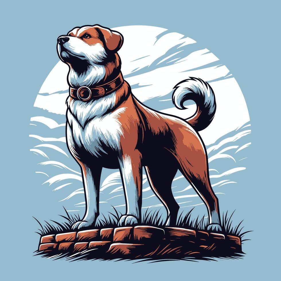 un perro en pie me gusta un lobo en el bosque con Dom antecedentes vector