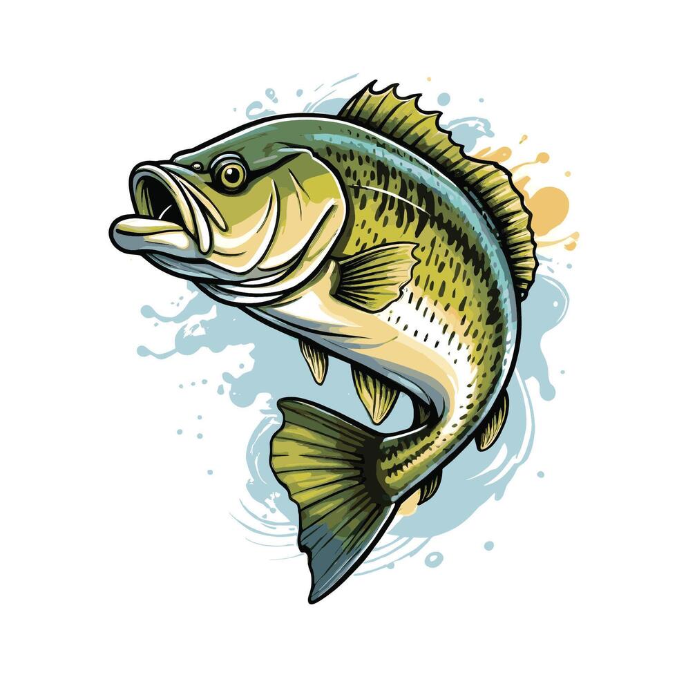 grande bajo pescado Clásico grabado estilo vector