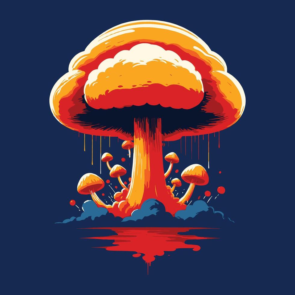 Mushroom Cloud Explosion Comic Vintage Style vector