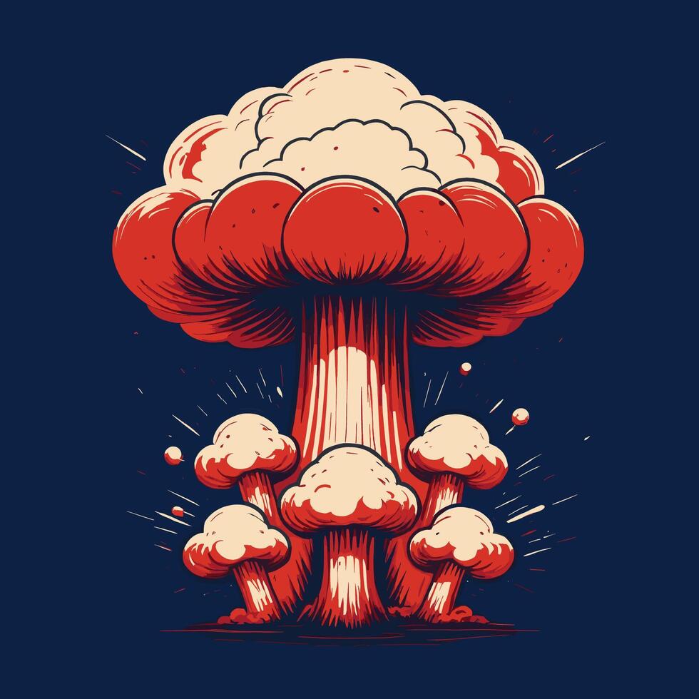 Mushroom Cloud Explosion Comic Vintage Style vector