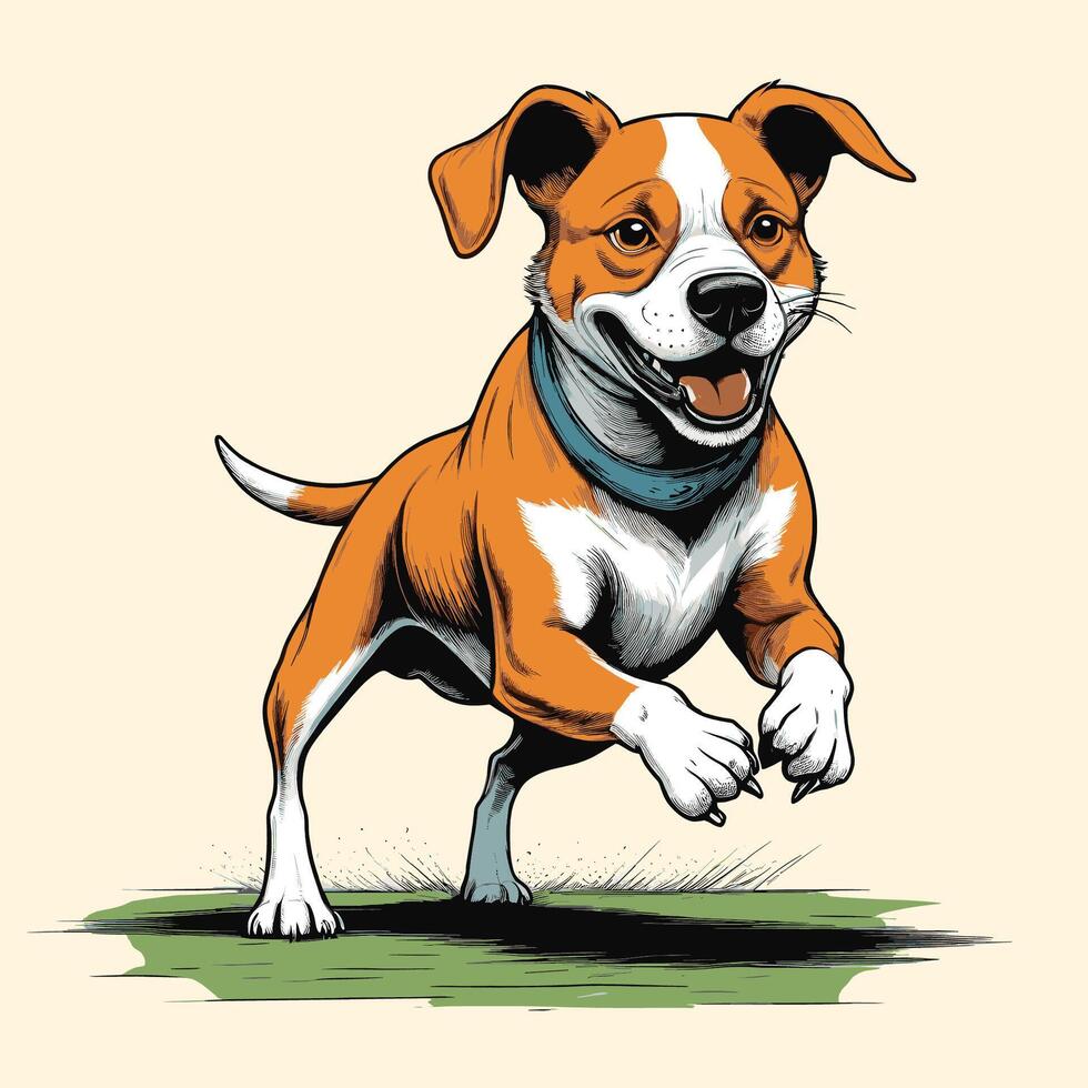 un linda americano Staffordshire terrier perro corriendo vector