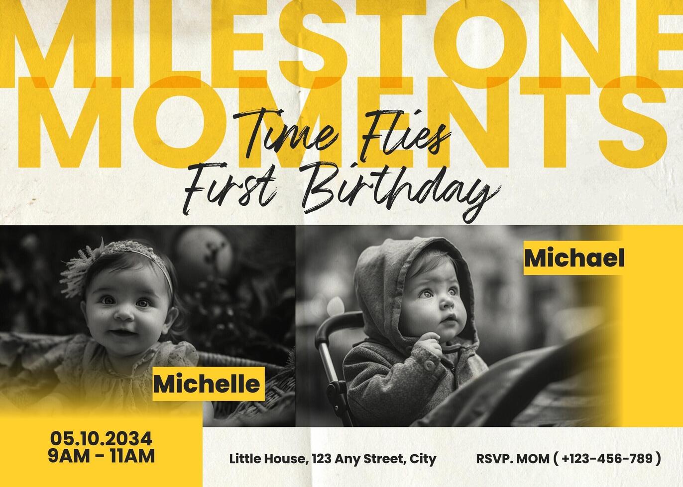 Milestone Moments First Birthday Card template