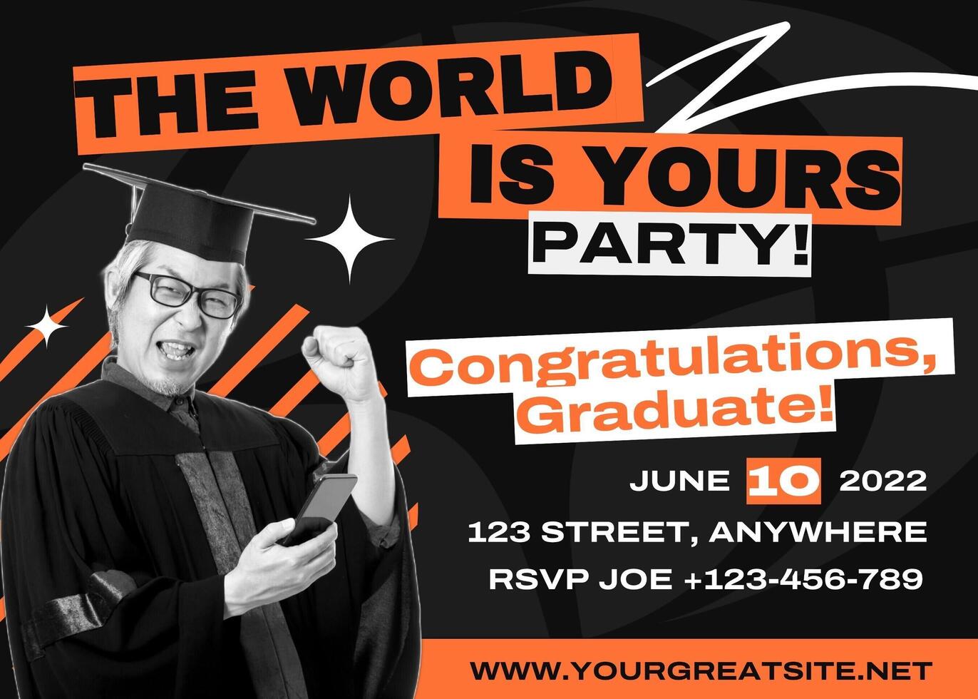 The World Is Yours Graduate Invitation Card template