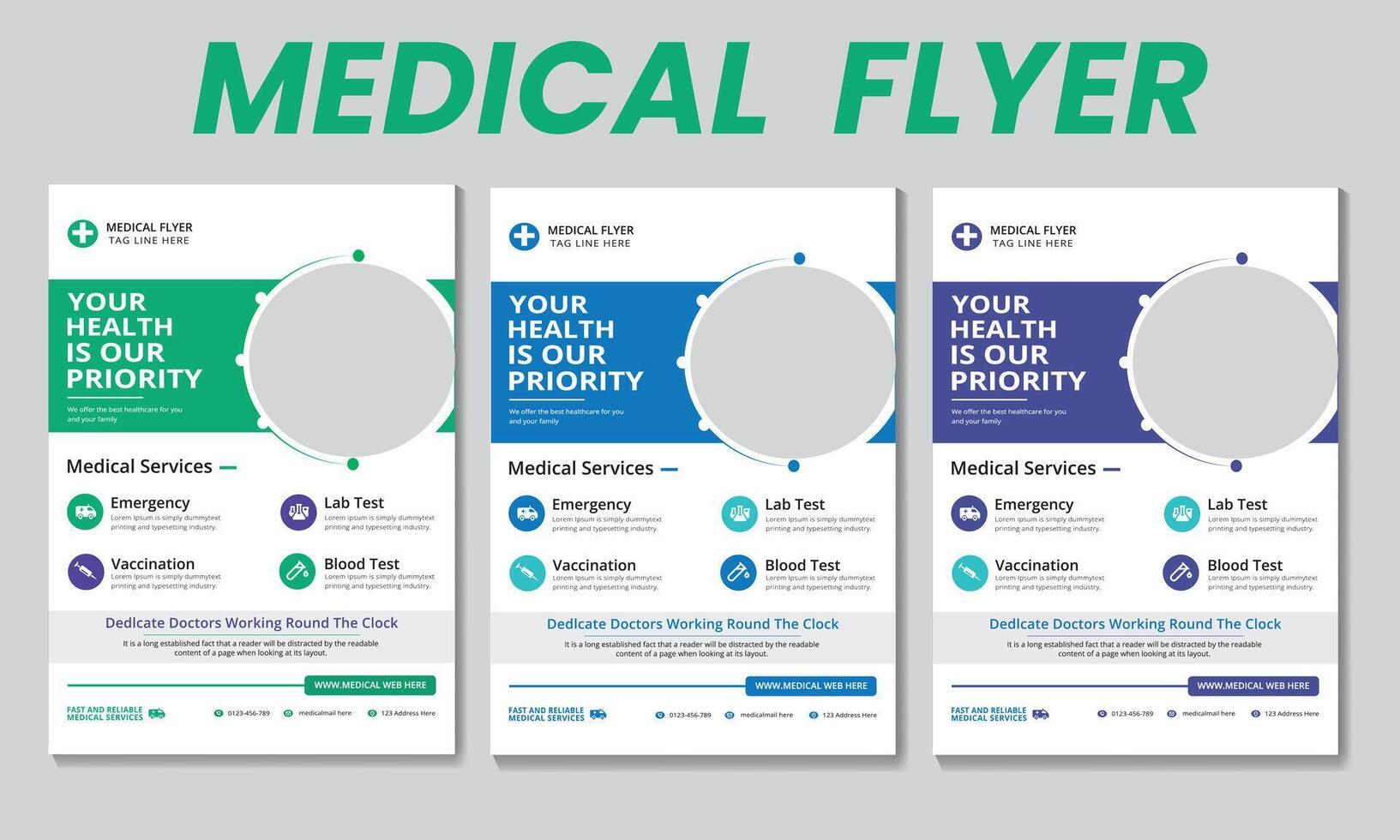 Medical and healthcarel flyer poster design layout vector