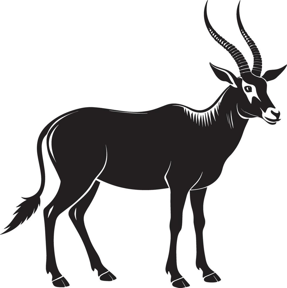 image of a antelope. Black silhouette on a white background. vector