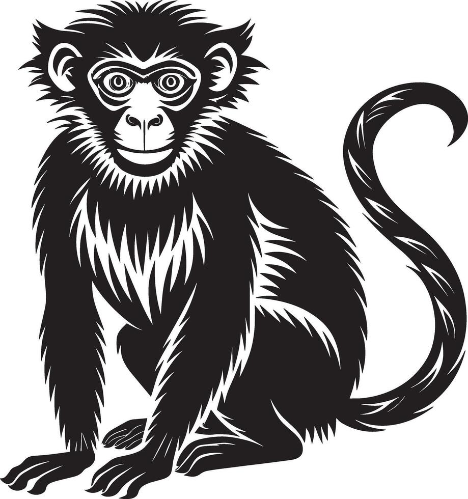 Monkey. Black and white illustration for t shirt design vector