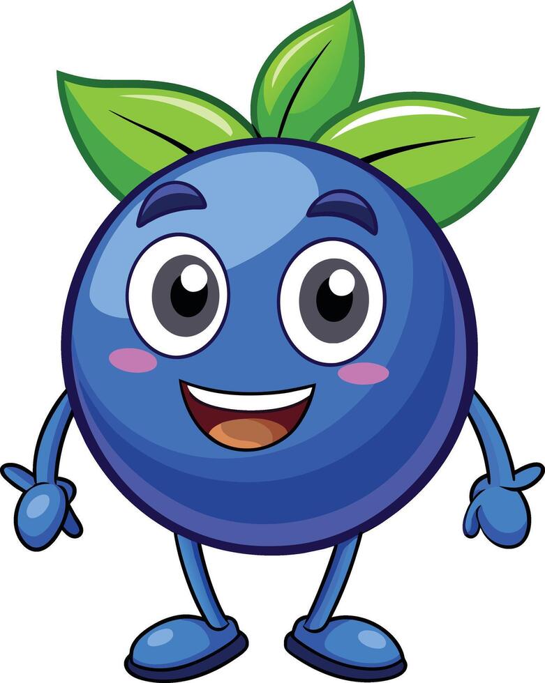 Blueberry fruit cartoon character isolated on white background. vector