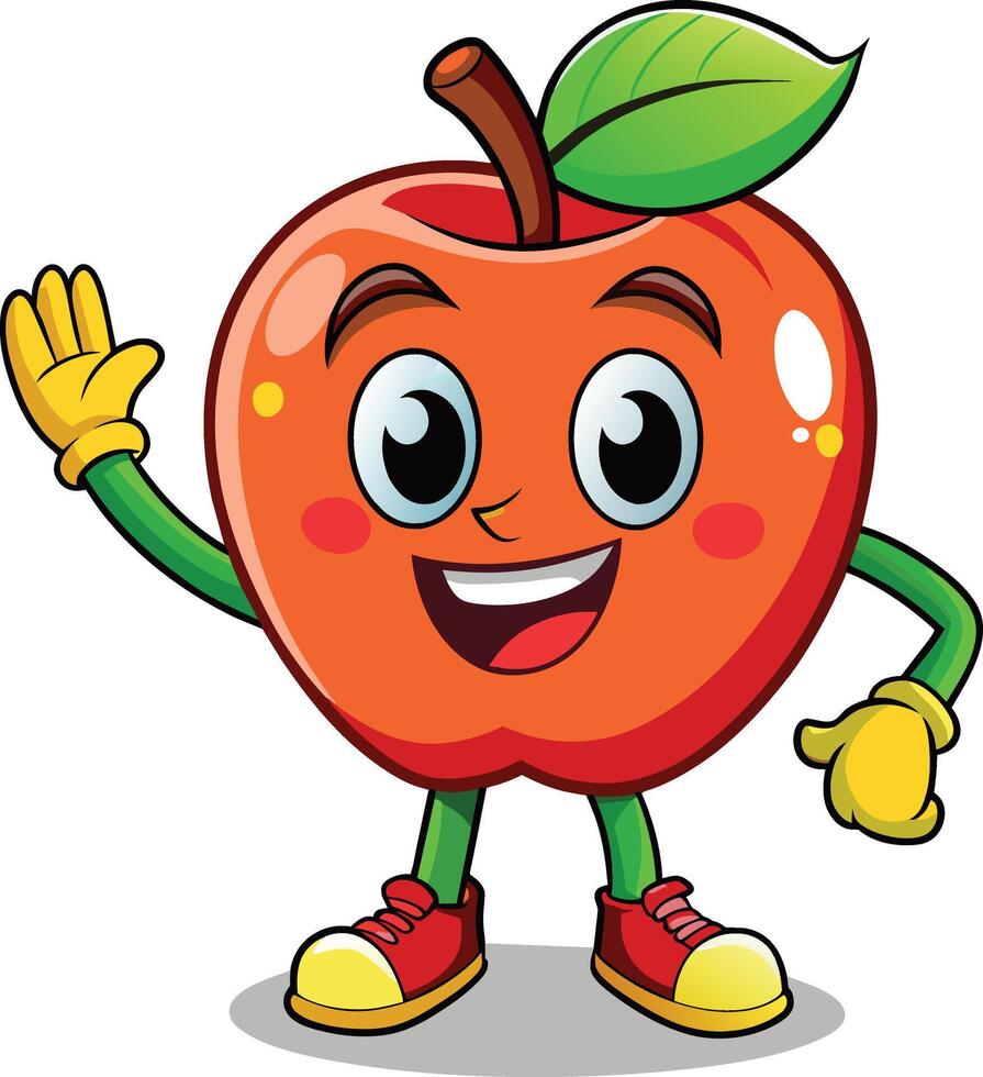 dibujos animados manzana Fruta personaje aislado en un blanco antecedentes vector