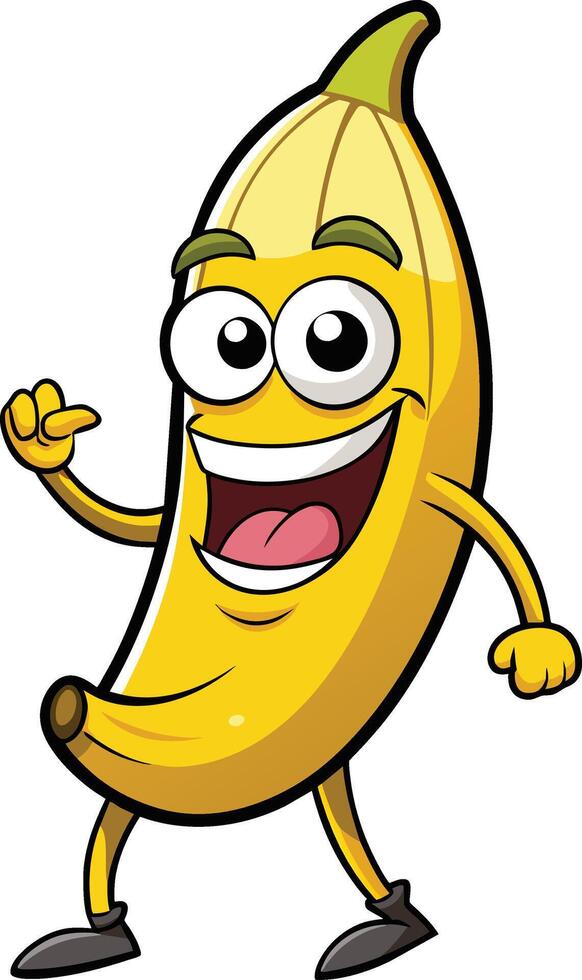 Illustration of a Banana Cartoon Character Mascot on a White Background vector