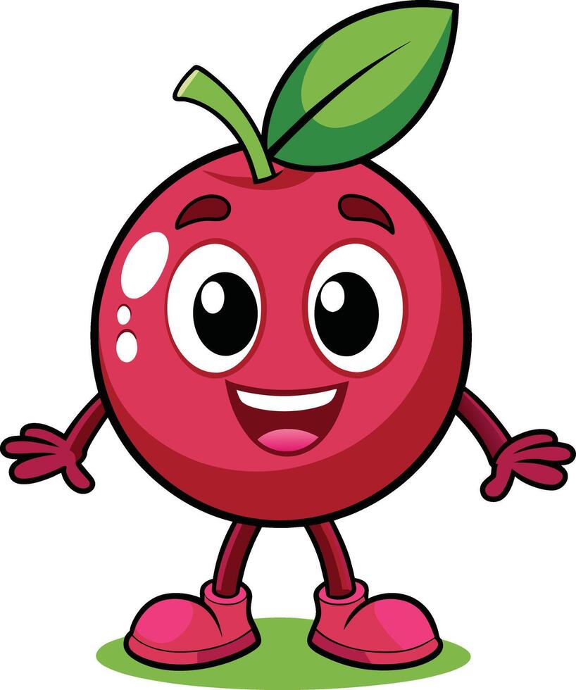 linda Cereza Fruta personaje aislado en un blanco antecedentes ilustración. vector