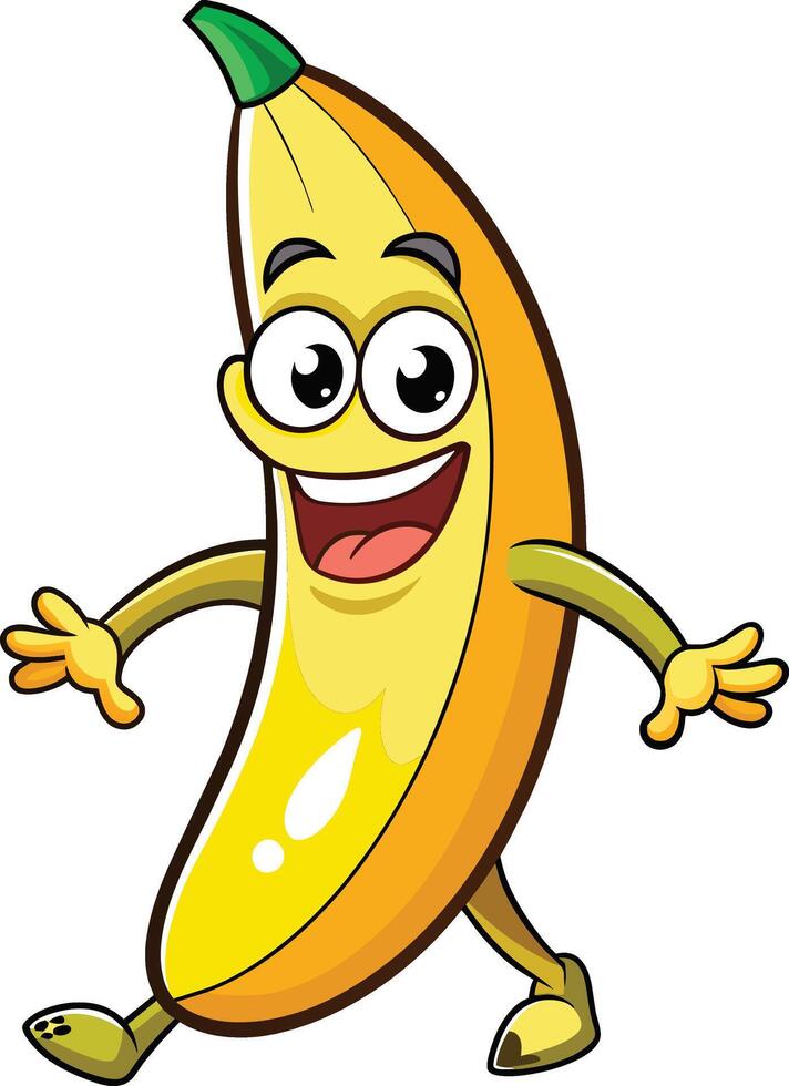 Illustration of a Banana Cartoon Character Mascot on a White Background vector