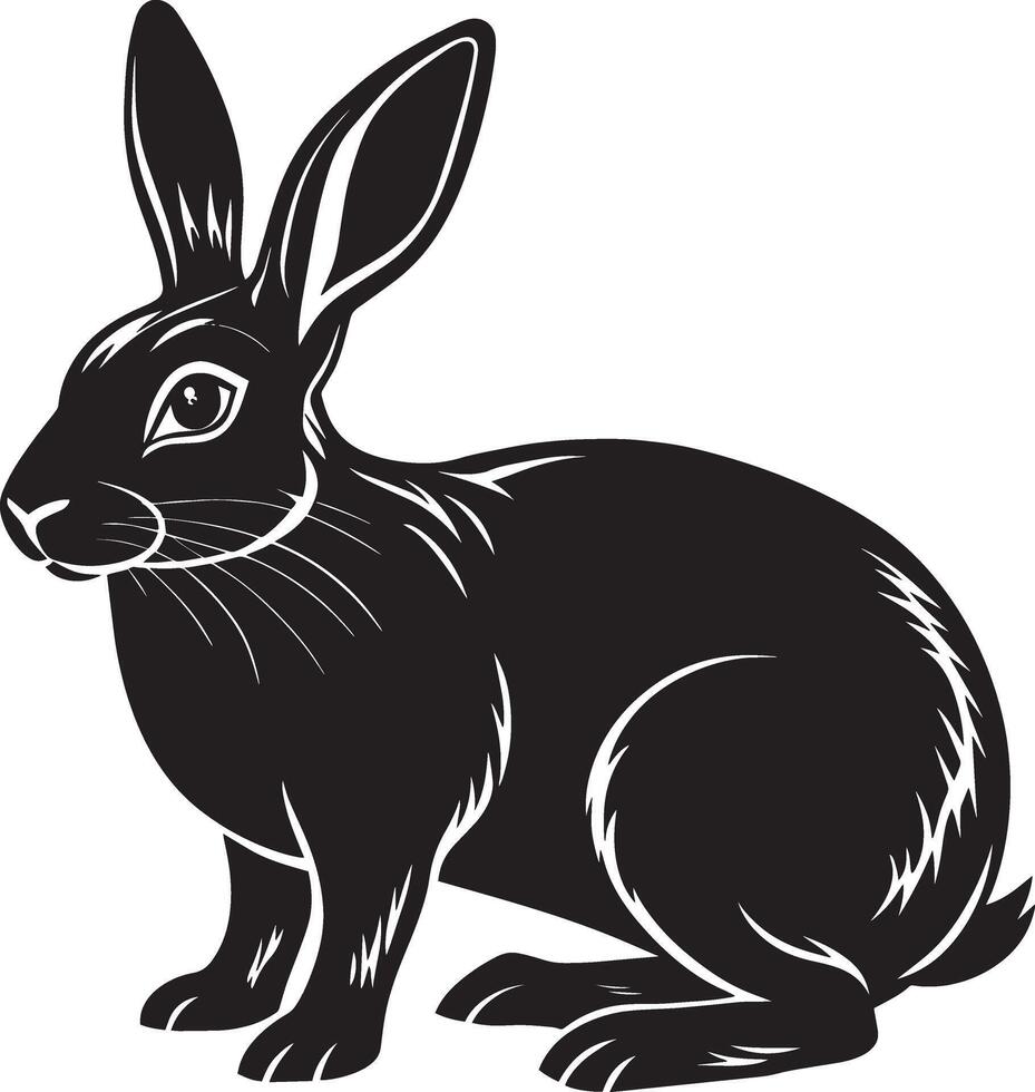 Conejo - negro y blanco ilustración, para gráfico diseño vector