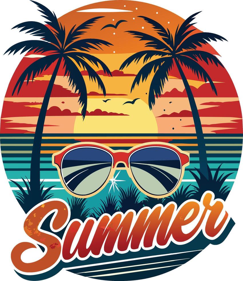 summer t shirt design, illustration vector