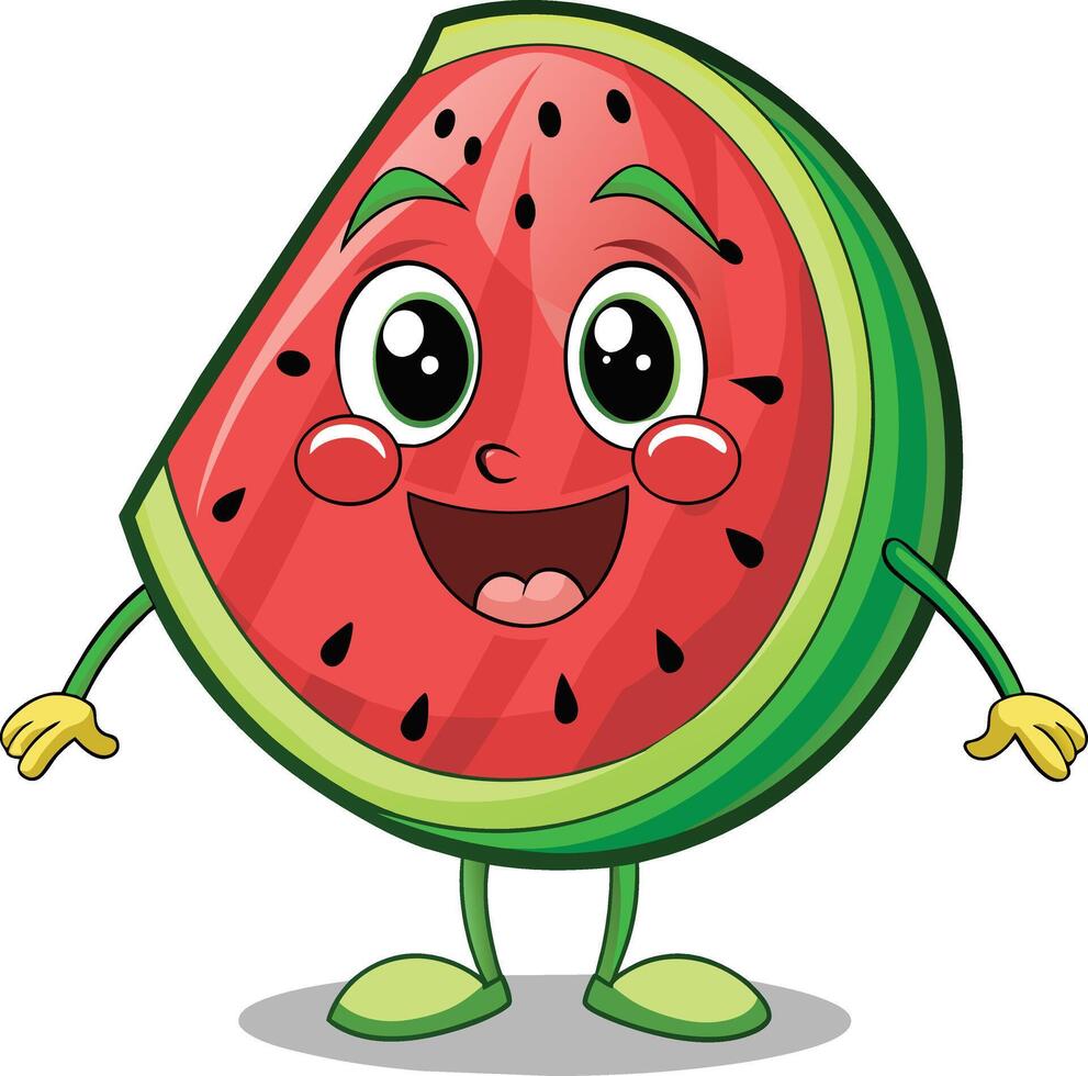 sandía Fruta personaje dibujos animados en el forma de un sandía ilustración vector