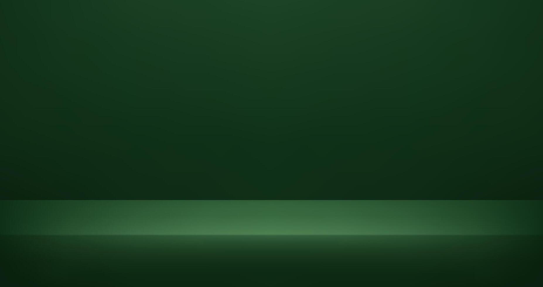 Empty dark green studio room background. Abstract studio room platform design. Use for product display presentation, cosmetic display mockup, showcase, media banner, etc. Background.. vector
