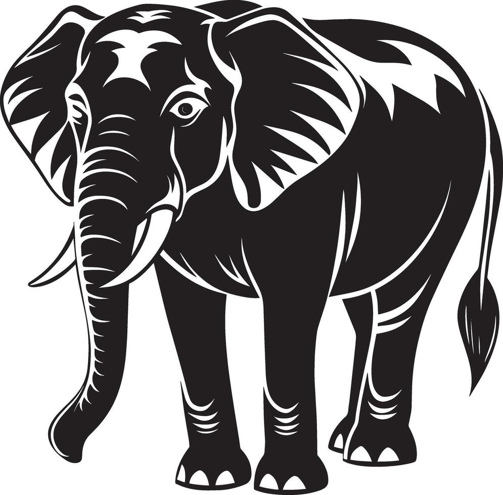 elefante - negro y blanco ilustración vector