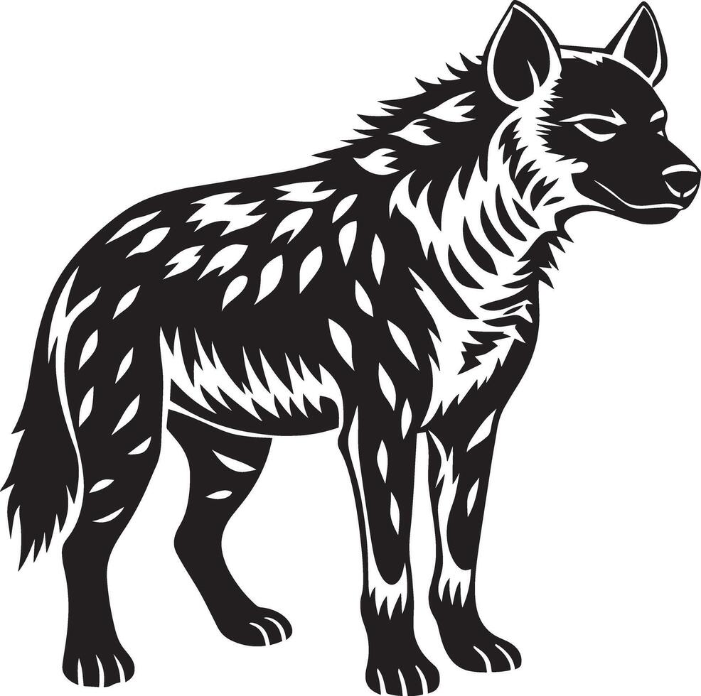 Hyena - Black and White Illustration - Isolated On White Background vector