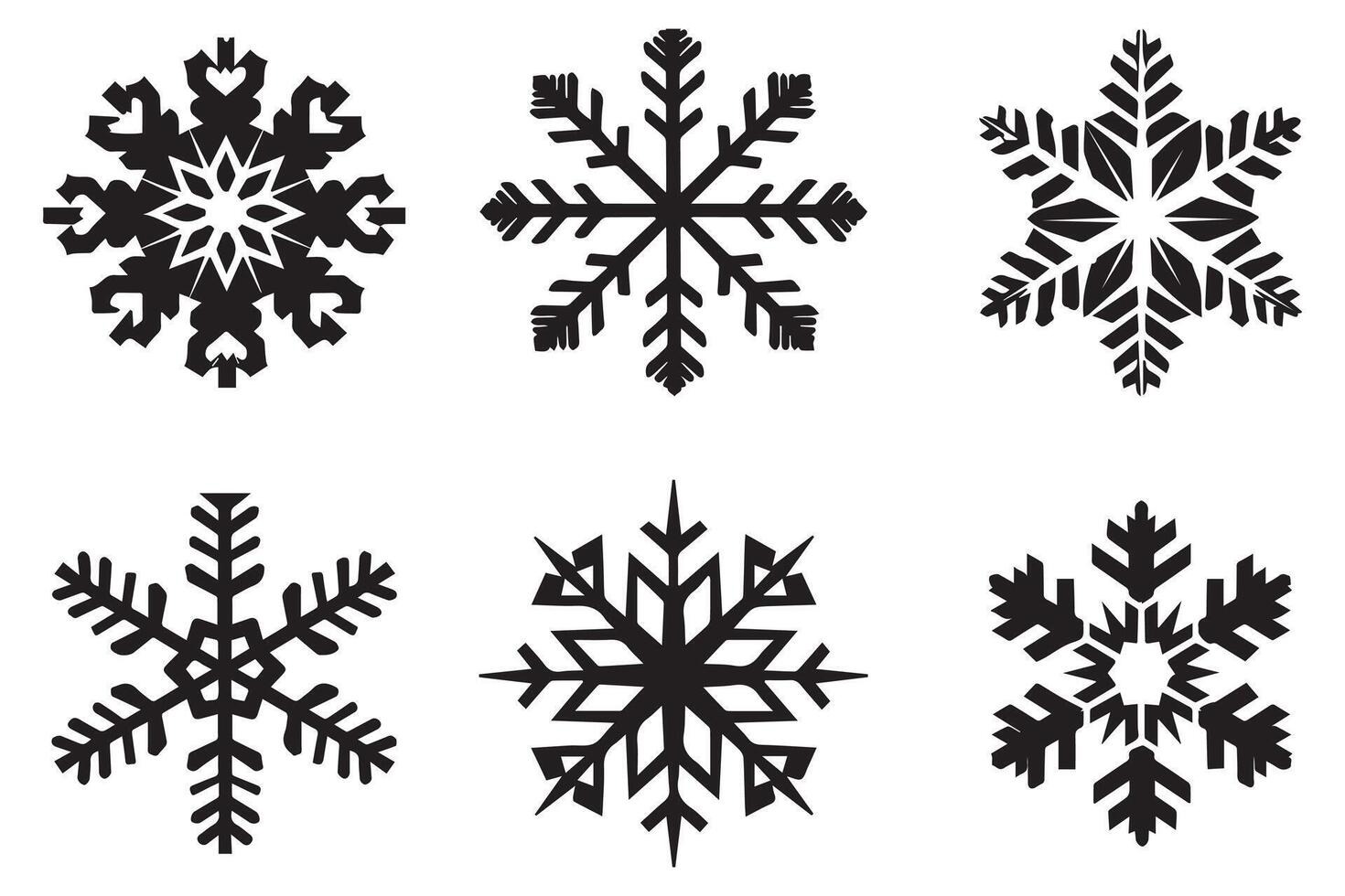 snowflake winter black silhouette vector