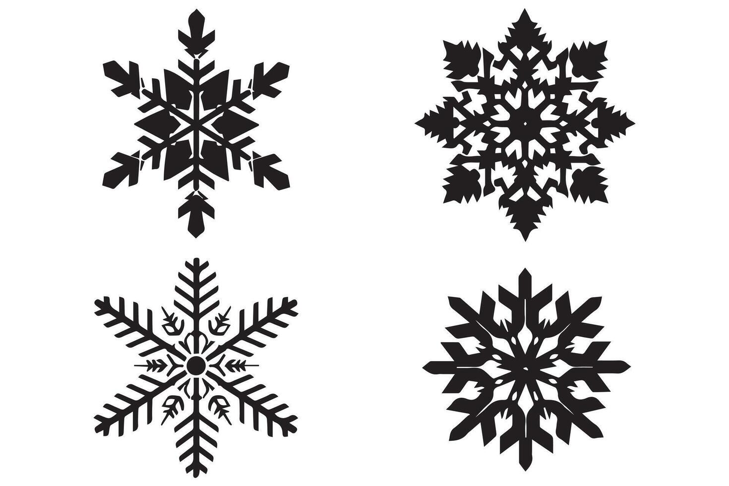 copo de nieve invierno negro silueta en blanco antecedentes vector