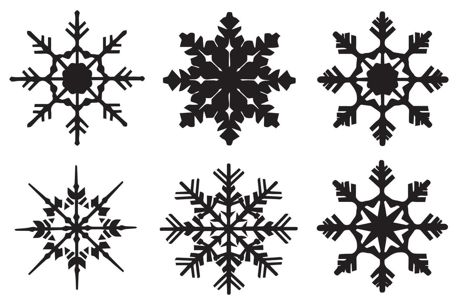 snowflake winter black silhouette vector