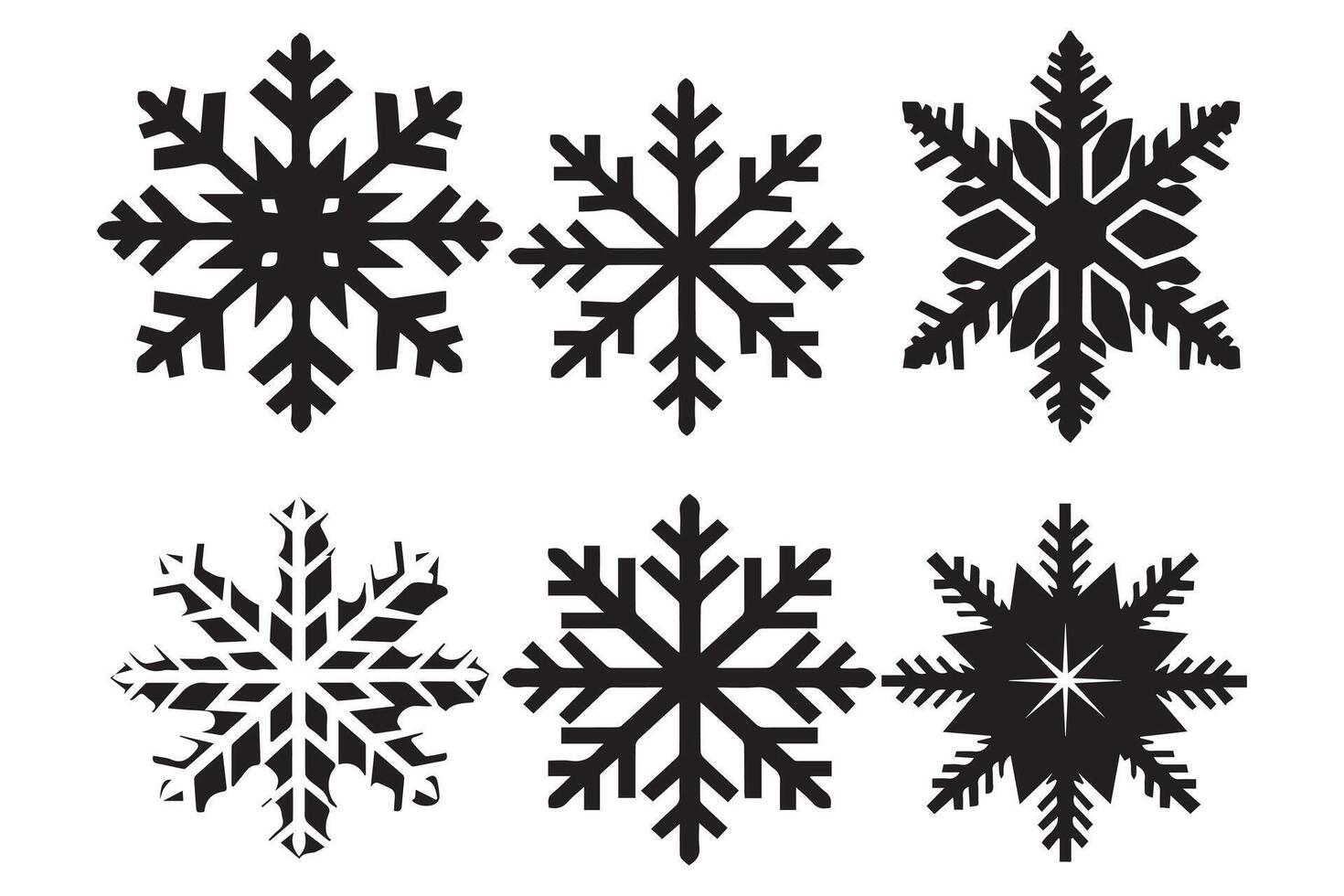 copo de nieve invierno negro silueta en blanco antecedentes vector