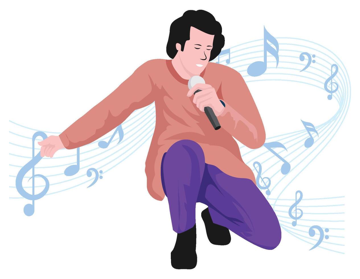 Man singing song - Musical rock band illustration vector